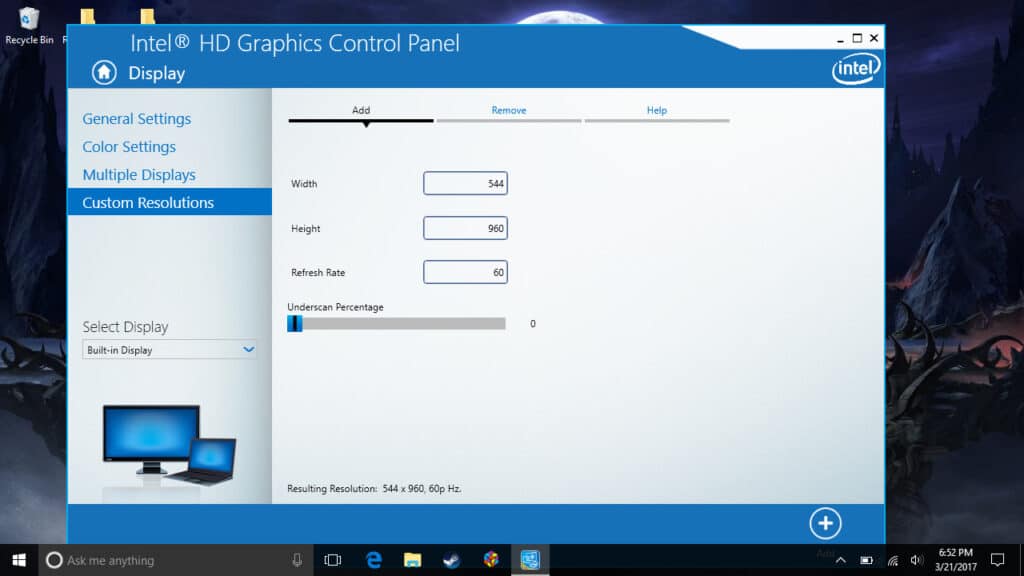 GPD Win Custom Resolutions